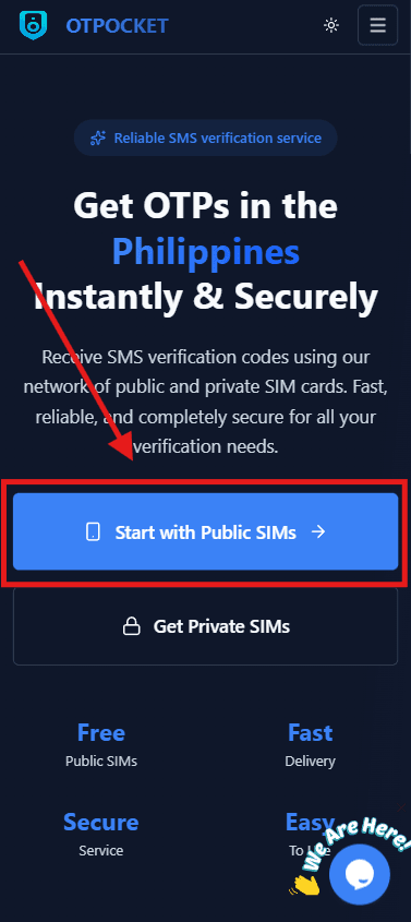 Open Public SIMs page
