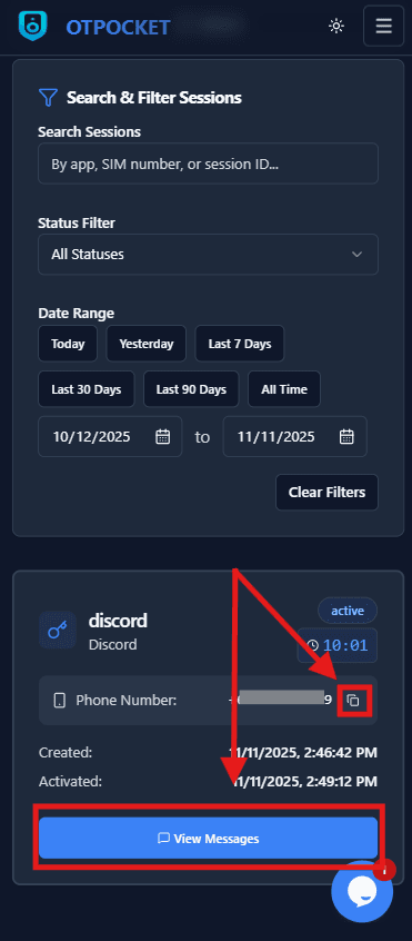 Copy number and view messages